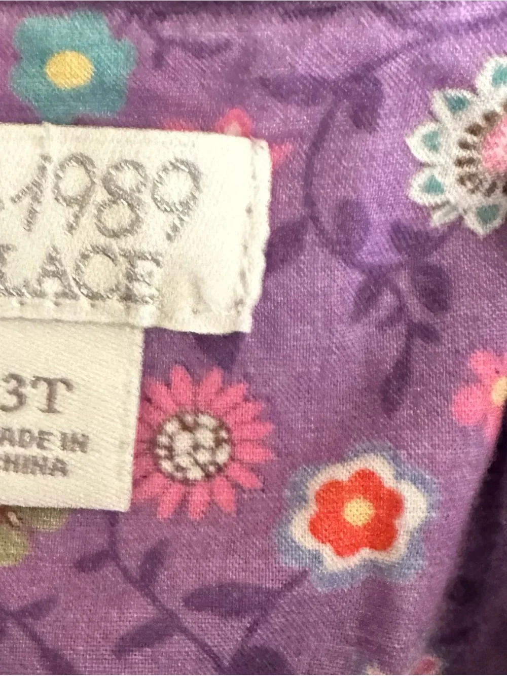 The Children's Place Purple Floral Cotton Dress with Multicolor Accents